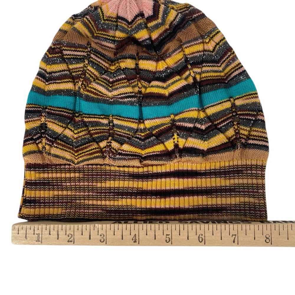 Missoni Women's Multicolored Zigzag Knit Wool -Blend Beanie One Size - Picture 4 of 6